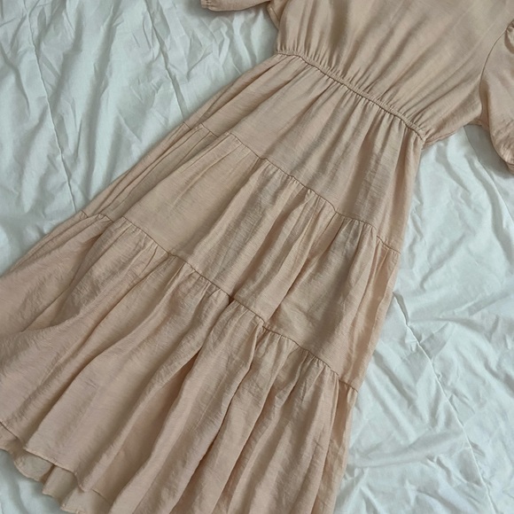 Anthropologie Beige Tiered Dress sz S - Picture 6 of 6